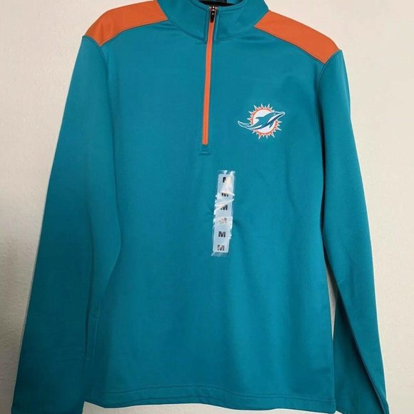 NFL Other - NEW NFL Miami Dolphins Men's 1/4 Zip Size M Scuba Knit Aqua Orange Team Apparel